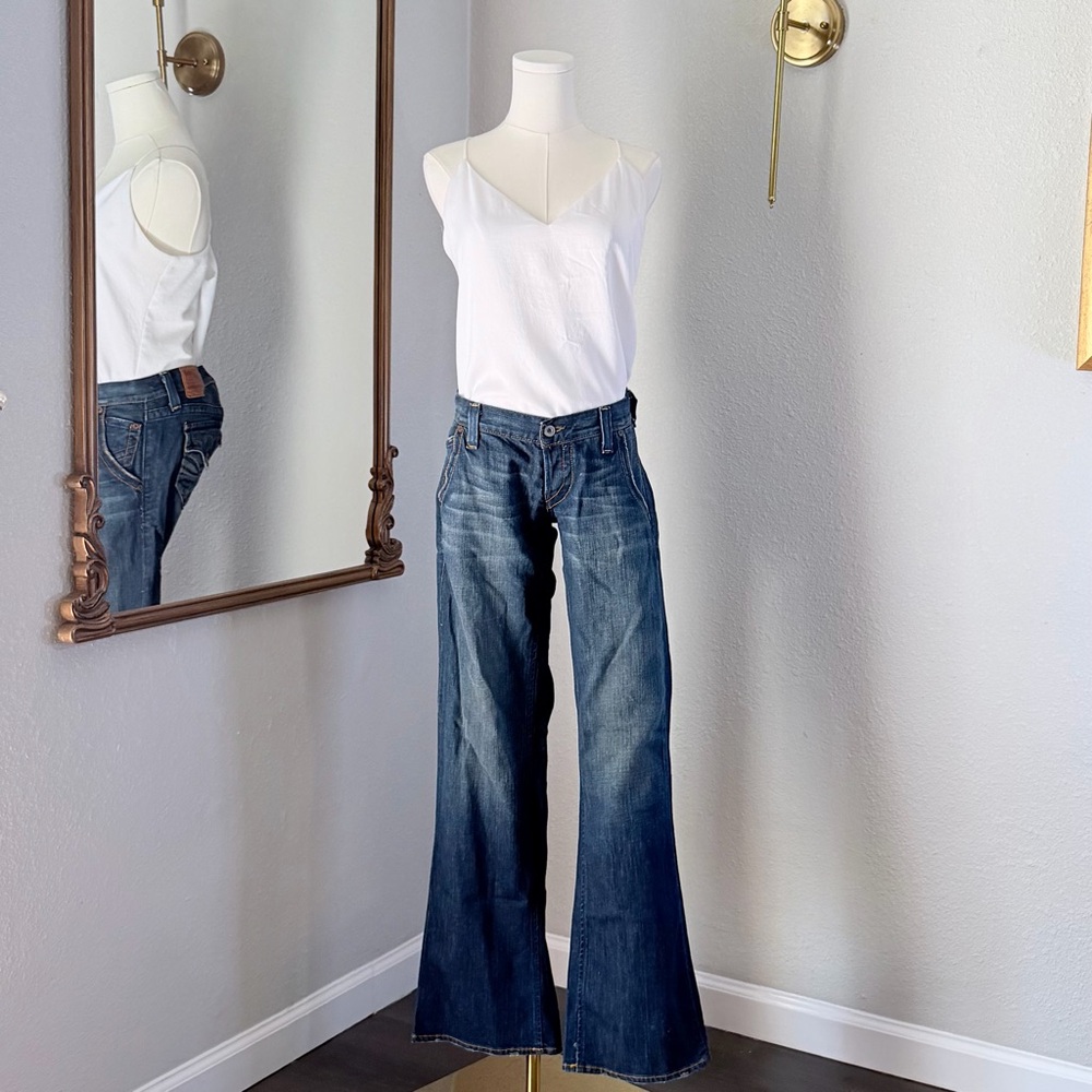VTG Lucky Brand Flare Jeans 10 30 Low Rise Made in USA Y2K Grunge Indie Sleaze